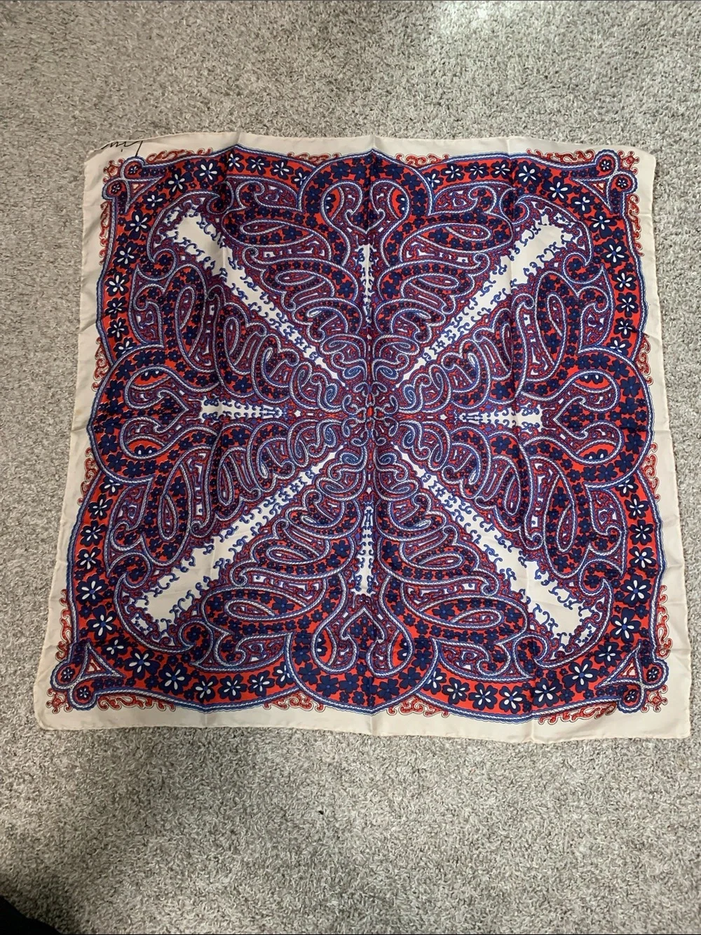 Vintage Printed Paisley Floral Silk-Feel Scarf Set